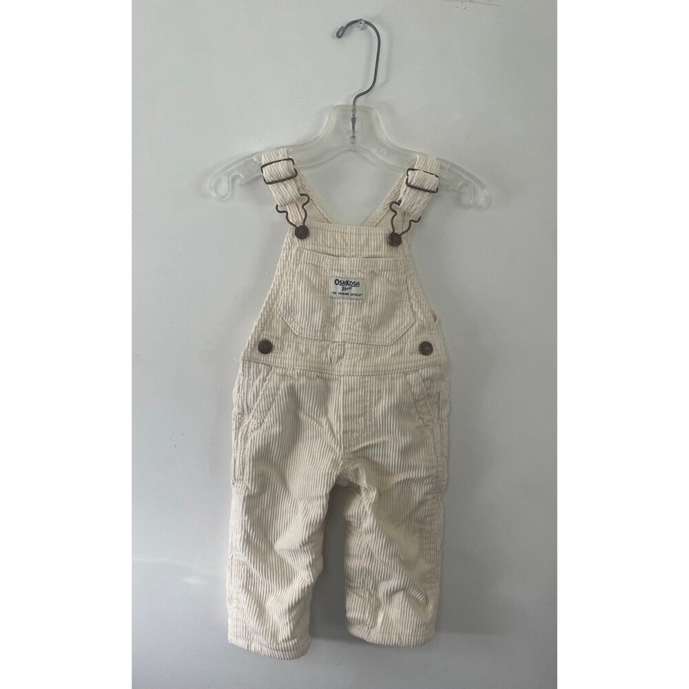 Oshkosh Baby Ivory Corduroy Overalls Size 6 Months